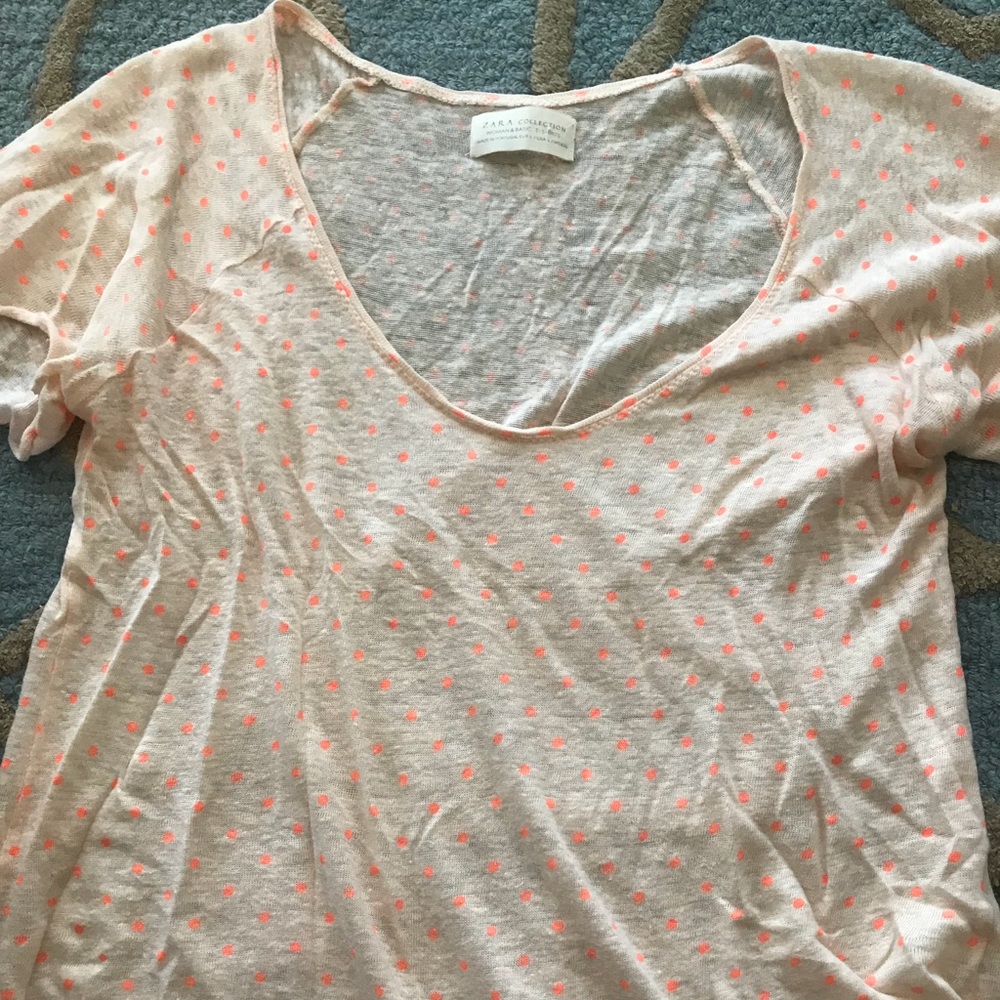 Zara neon polka dot tee